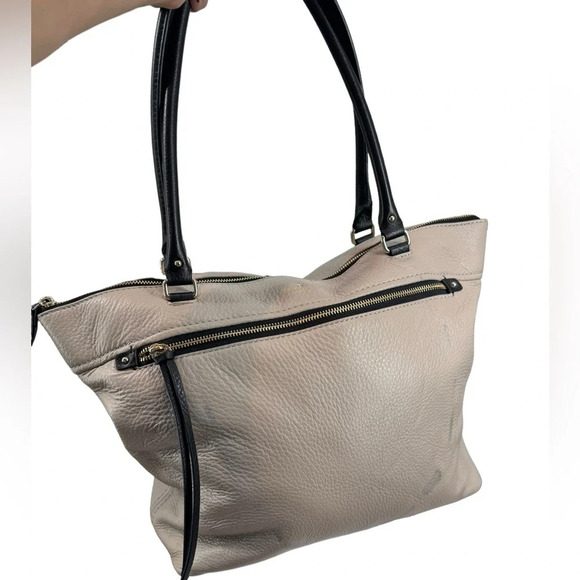 Kate Spade Pebble Leather soft zip top tote stripe interior - Picture 4 of 9